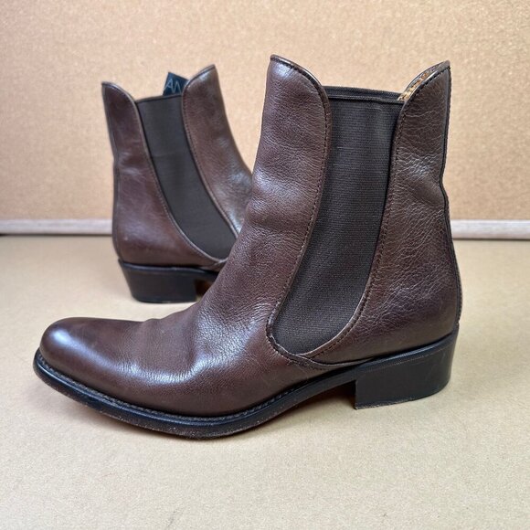 Free Lance Paris Red Brown Leather Pointed Chelsea Boots Womens EU 37 / US 6.5 - Picture 1 of 8